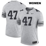 Women's NCAA Ohio State Buckeyes Justin Hilliard #47 College Stitched No Name Authentic Nike Gray Football Jersey LZ20V31ZT